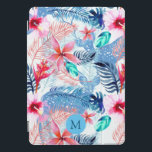Cubierta Para iPad Pro Bonito abstracta floral y arte de ciervo monograma<br><div class="desc">Bonito de ciervo floral y azul camuflado con monograma opcional.</div>