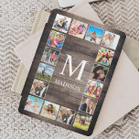Cubierta Para iPad Pro Collage de fotos personalizado Familia Rustic Farm<br><div class="desc">Crea tu propia tapa inteligente de foto de 16 collage personalizada con tus imágenes personalizados sobre un fondo rústico de madera de madera estilo casa de campo. El diseño también incluye su monograma. Añade tus fotos,  diseños o obras de arte favoritas para crear algo realmente único.</div>