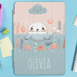 Cubierta Para iPad Pro Cuidada y capilar de foco en el mar<br><div class="desc">Personalizado lindo,  divertido cachorro de foca bajo la nieve en el mar,  con una sonriente y adorable nube,  y algo de vida marina.</div>