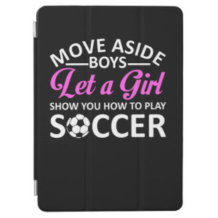 Cubierta De iPad Air Deje al chica del fútbol mostrarle cómo jugar