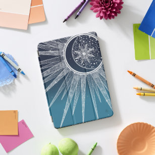 Cubierta Para iPad Pro Diseño de gradiente azul de la luna de sol blanca