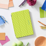 Cubierta Para iPad Pro Diseño retro verde de verano Guay elegante monogra<br><div class="desc">Crea tu propio personalizado, personalizado, hermoso y elegante diseño de escritura de tipografía de oro fino nombre monograma / iniciales, monogramado, retro, fresco, moda, con puntos de polka elegantes y blancos sobre diseño de patrones brillantes y alegres de color verde claro, moderno, magnético iPad tapa inteligente que se dobla en...</div>