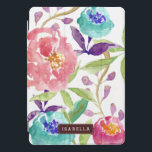 Cubierta Para iPad Pro Elegante color de agua floral<br><div class="desc">El bonito y elegante diseño floral cuenta con un hermoso ilustracion acuático floral pintado a mano. Personalice este diseño con un nombre o texto de su elección para el regalo perfecto.</div>