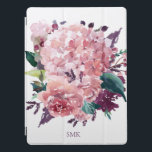 Cubierta Para iPad Pro Elegante color de agua rosada negrita floral<br><div class="desc">Elegante color de agua rosa negrita Funda Floral iPad Pro con espacio para tu monograma u otro texto. Hermosas y audaces flores de acuarela en tonos lavanda,  ciruela y rosa.</div>