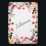 Cubierta Para iPad Pro Elegante color de agua vegetación floral personali<br><div class="desc">Esta elegante cubierta floral del iPad, personalizada con el nombre de su elección, es perfecta para aquellos que aman un toque de belleza inspirada en la naturaleza en sus accesorios. El diseño presenta una deliciosa disposición de follaje rosa, melocotón y verde, creando un marco suave y sofisticado alrededor del nombre...</div>