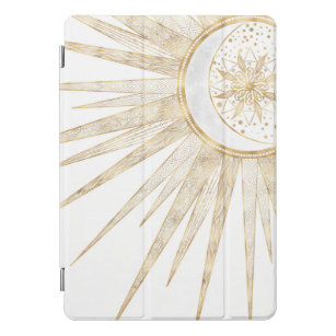 Cubierta Para iPad Pro Elegante Doodles dorados Sun Moon Mandala Diseño