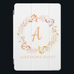 Cubierta Para iPad Pro Elegante Fall Floral Watercolor Boho Personalizado<br><div class="desc">Corona floral de color acuático pintada a mano con bonitos colores de otoño,  personalizada con su nombre y inicial.</div>