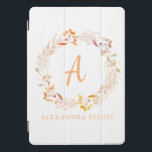 Cubierta Para iPad Pro Elegante Fall Floral Watercolor Boho Personalizado<br><div class="desc">Corona floral de color acuático pintada a mano con bonitos colores de otoño,  personalizada con su nombre y inicial.</div>