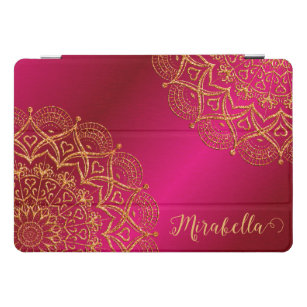 Cubierta Para iPad Pro Elegante Purpurina rosado caliente y dorado Mandal