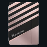 Cubierta Para iPad Pro Elegante rosa de oro abstracto de chica, negro y r<br><div class="desc">Patrón elegante en falso oro rosa,  rosa y negro.</div>