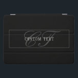 Cubierta Para iPad Pro Elegante Script Monograma Editable Blanco Gris Neg<br><div class="desc">Diseño de texto elegante,  personalizar como te guste!</div>