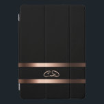 Cubierta Para iPad Pro Elegantes iniciales de monograma dorado rosa negro<br><div class="desc">Negro elegante con un marco de color oro rosa oscuro. Personalice y agregue sus letras de monograma,  iniciales. Letras de color oro Rosa.</div>