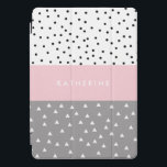 Cubierta Para iPad Pro Elegantes triángulos geométricos y puntos en gris<br><div class="desc">Diseño geométrico en tonos pastel,  gris y rosa.</div>