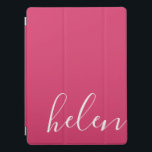 Cubierta Para iPad Pro Escritura a mano personalizada con escritura moder<br><div class="desc">Una forma magnífica de proteger su iPad,  esta portada rosa y blanca en una hermosa fuente de script puede ser personalizada con el nombre de la frase de su elección. En rosa y blanco.</div>