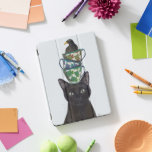 Cubierta Para iPad Pro Gato negro con tacitas y pájaro negro<br><div class="desc">Gato negro con tacitas y pájaro negro de FabFunky. Cuenta con un gato negro con mazas apiladas y un pájaro negro encima de su cabeza. | 191546D</div>