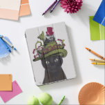 Cubierta Para iPad Pro Gato negro con tetera y búho<br><div class="desc">Gato negro con tetera y búho por FabFunky. Presenta un gato negro con una tetera y búho encima de su cabeza.  | 191545D</div>
