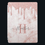 Cubierta Para iPad Pro Girly Rosa Oro Purpurinas Drips<br><div class="desc">Esta cubierta giratoria personalizada de Ipad tiene texto gris sobre un hermoso fondo de mármol rosa color rosa dorado rosa. Personalizar la cubierta Ipad con el nombre de tu elección para que alguien se sienta especial. Hace un regalo divertido para cumpleaños o Navidades, o en cualquier momento. Diseñado para ti...</div>