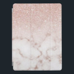 Cubierta Para iPad Pro Gradiente de mármol blanco Rosa dorado glamuroso P<br><div class="desc">Este elegante diseño es perfecto para la moderna y elegante moda. En el fondo de un fondo de piedra de mármol rosa y blanco, se ha imprimido un gradiente oscuro purpurina de color rosa falso. Es glamuroso, moda, lujoso, moderno y elegante. ***NOTA DE DISEÑO IMPORTANTE: Para cualquier solicitud de diseño...</div>