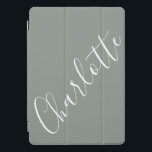Cubierta Para iPad Pro Guión minimalista Nombre personalizado Sage Gris<br><div class="desc">Nombre de tipografía de guión minimalista en estuche francés para iPad de gris de sabio</div>