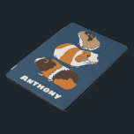 Cubierta Para iPad Pro Ilustraciones de cerdos de Guinea Cute personaliza<br><div class="desc">Proteja su equipo con estilo con esta cubierta personalizada para iPad. Presenta ilustraciones de lindos estilos realistas de conejillos de indias con un fondo azul marino y está listo para ser personalizado con un nombre.</div>