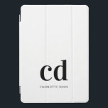 Cubierta Para iPad Pro Iniciales en monograma negro blanco elegante moder<br><div class="desc">Un fondo blanco elegante y un texto negro. Personalice y agregue sus iniciales de monograma y un nombre. Tanto para él como para ella. Minimalista y moderno.</div>