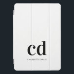 Cubierta Para iPad Pro Iniciales en monograma negro blanco elegante moder<br><div class="desc">Un fondo blanco elegante y un texto negro. Personalice y agregue sus iniciales de monograma y un nombre.  Tanto para él como para ella. Minimalista y moderno.</div>