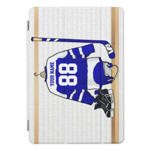 Cubierta Para iPad Pro Jersey azul y blanco personalizado del hockey