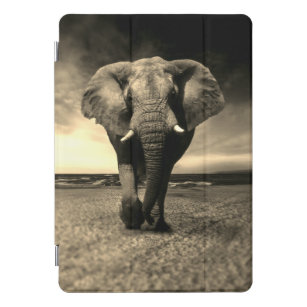 Cubierta Para iPad Pro Majestuoso elefante de toro salvaje en Sepia