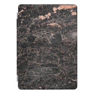 Cubierta Para iPad Pro Marble Black Stone Copper Rosa Resumen Blanco
