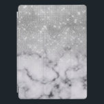 Cubierta Para iPad Pro Mármol blanco glamuroso Purpurina de plata<br><div class="desc">Esta moda y su glamuroso diseño son perfectos para una mujer moderna y de diseño. Se trata de una imitación de una secuencia purpurina brillante de plata impresa en falso y de blanco con un gradiente sombrío de piedra de mármol negro. Es moderno, jovencito, bonito y fresco. ***NOTA DE DISEÑO...</div>