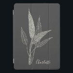 Cubierta Para iPad Pro Minimalista nombre botánico personalizado blanco n<br><div class="desc">Un elegante estuche para iPad con un delicado ilustracion botánico en un estilo de arte de línea fina. El diseño monocromo con un fondo oscuro le confiere un atractivo sofisticado y atemporal. Personalizado con un nombre personalizado, este funda es perfecto para los amantes de la naturaleza, artistas, escritores o cualquier...</div>