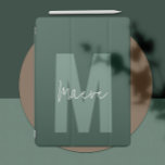 Cubierta Para iPad Pro Moderna tipografía mínima monograma sage verde<br><div class="desc">Moderna tipografía mínima monograma sage verde y blanco elegante diseño único y personalizado de la cubierta para iPad.</div>
