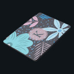 Cubierta Para iPad Pro Monograma azul grande moderno del rosa del<br><div class="desc">Diseño floral moderno y bonito con el monograma rosado.</div>