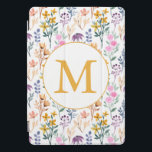 Cubierta Para iPad Pro Monograma del patrón de acuarela de la flor de pri<br><div class="desc">Patrón de color de las flores de los jardines de primavera coloridos personalizados Monograma Tablet Funda</div>