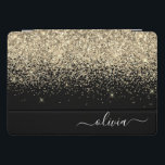 Cubierta Para iPad Pro Monograma del Purpurina negro dorado Nombre de la<br><div class="desc">Relieve metalizado Gold y Black Faux Purpurina metalico Sparkle Script Monograma Nombre portátil Funda. Esto hace que el dulce perfecto cumpleaños 16,  boda,  ducha de novia,  aniversario,  ducha de bebé o fiesta de soltera sea regalo para alguien que ama el lujo glam y los estilos de moda.</div>