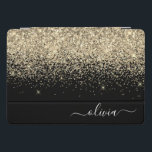 Cubierta Para iPad Pro Monograma del Purpurina negro dorado Nombre de la<br><div class="desc">Relieve metalizado Gold y Black Faux Purpurina metalico Sparkle Script Monograma Nombre portátil Funda. Esto hace que el dulce perfecto cumpleaños 16,  boda,  ducha de novia,  aniversario,  ducha de bebé o fiesta de soltera sea regalo para alguien que ama el lujo glam y los estilos de moda.</div>