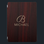 Cubierta Para iPad Pro Monograma Mahogany Madera Nombre Personalizado<br><div class="desc">Este diseño presenta un elegante grano de madera de caoba con un monograma y un nombre personalizado. Personalice editando el texto en el cuadro de texto o eliminándolo sin texto. Monograma monogramado,  personalizado,  regalos personalizados.</div>