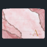 Cubierta Para iPad Pro Monograma moderno Rubor de oda rosada de oro<br><div class="desc">Funda moderna Rubor Pink Gold Agate Geode Monograma iPad Pro</div>