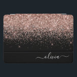 Cubierta Para iPad Pro Monograma monograma de guion de Purpurina rosa de<br><div class="desc">Oro Rosa - Rubor Pink and Black Sparkle Purpurina Script Monograma Nombre Laptop Funda. Esto hace que el dulce perfecto cumpleaños 16,  boda,  ducha de novia,  aniversario,  ducha de bebé o fiesta de soltera sea regalo para alguien que ama el lujo glam y los estilos de moda.</div>
