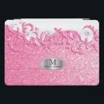 Cubierta Para iPad Pro Monograma Purpurina rosa y muelles florales<br><div class="desc">Tapa monograma para iPad lista para su personalizar. ⭐ Este Producto es 100% Personalizable. *****Haga clic en el BOTÓN PERSONALIZAR para agregar, borrar, mover, cambiar de tamaño, cambiar de lugar, girar, etc... cualquiera de los gráficos o texto o utilice los cuadros de relleno. ⭐ 99% de mis diseños en mi...</div>