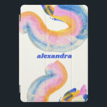 Cubierta Para iPad Pro Nombre de color de agua azul y amarillo abstracto<br><div class="desc">Caso iPad con nombre de color azul y amarillo de color azul y amarillo personalizado de artsy</div>