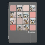 Cubierta Para iPad Pro Nombre de guión de coral rosa Rubor gris de 10 Col<br><div class="desc">Usa tus fotos o fotos favoritas para hacer un toque personal y divertido para compartir con tus amigos. ¡Usa tus fotos recortadas cuadradas para obtener los mejores resultados! Este collage moderno de fotos apiladas en la cuadrícula incluye un tipo de letra rústico y moderno para tu nombre u otro texto....</div>