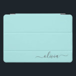 Cubierta Para iPad Pro Nombre de Monograma del Guión Azul Verde azulado M<br><div class="desc">Aqua Blue Verde azulado Simple Script Monograma Nombre Laptop Funda. Esto hace que el dulce perfecto cumpleaños 16,  boda,  ducha de novia,  aniversario,  ducha de bebé o fiesta de soltera sea regalo para alguien que ama el lujo glam y los estilos de moda.</div>