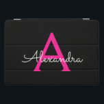Cubierta Para iPad Pro Nombre del Monograma de Giro del Guión Negro Calie<br><div class="desc">Funda de portátil Black and Hot Pink Simple Script Monogram Name. Esto hace que el dulce perfecto cumpleaños 16,  boda,  ducha de novia,  aniversario,  ducha de bebé o fiesta de soltera sea regalo para alguien que ama el lujo glam y los estilos de moda.</div>