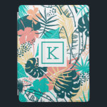 Cubierta Para iPad Pro Patrón de collado de hojas tropicales<br><div class="desc">Ilustracion acuático moderno,  colección de coloración de hojas tropicales coloridas. Personalizable y monograma opcional.</div>