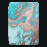 Cubierta Para iPad Pro Patrón de Rosa de Moda Artsy Aqua Mint Blue Marble<br><div class="desc">Este diseño es una infusión de elegancia y arte. Cuenta con un único mármol ahumado pintado de color azul acuático con una falsa vena de oro rosa impresa con toques de verde azulado oceánico. Es un diseño hermoso, moda y moderno para la mujer contemporánea y elegante. ***NOTA DE DISEÑO IMPORTANTE:...</div>
