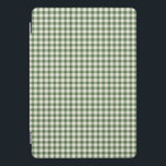 Cubierta Para iPad Pro Patrón de tracción de Gingham de Retro Verde<br><div class="desc">Funda del patrón de plancha de Gingham retro verde lindo</div>