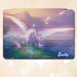 Cubierta Para iPad Pro Pegasus Horse Lavender Mist Your Name iPad<br><div class="desc">Pegasus en niebla de lavanda. tapa de ipad 10 Pro. Añadir su nombre o dejarlo en blanco</div>
