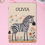 Cubierta Para iPad Pro Pequeña cebra con flores y mariposas<br><div class="desc">Diseño de cebra personalizado con flores y mariposas.</div>