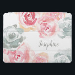 Cubierta Para iPad Pro Pintura personalizada de las flores de color de ag<br><div class="desc">Personalice esta cubierta de tableta con mis flores de color agua estilo boho. Rosas en tonos grises y rosas suaves. Proteja su tablet con un diseño único y de moda.</div>